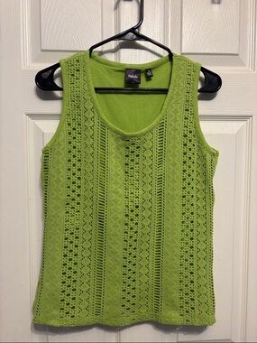 Rafaella Lime Green Crochet Knit Tank Top